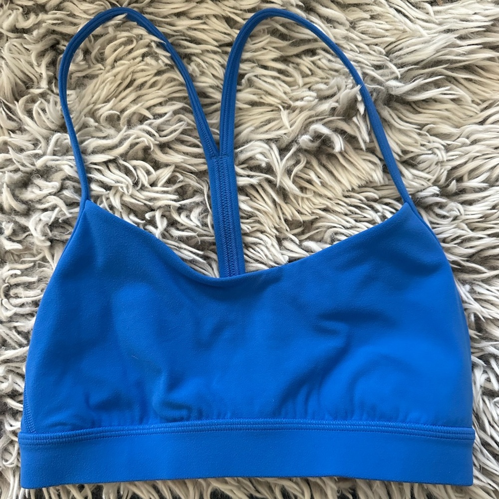 Blue Lululemon Flow Y bra, size 4
